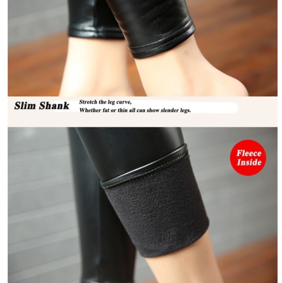 High Waisted Foux Leather Skinny Leggings - Picture 3 of 8